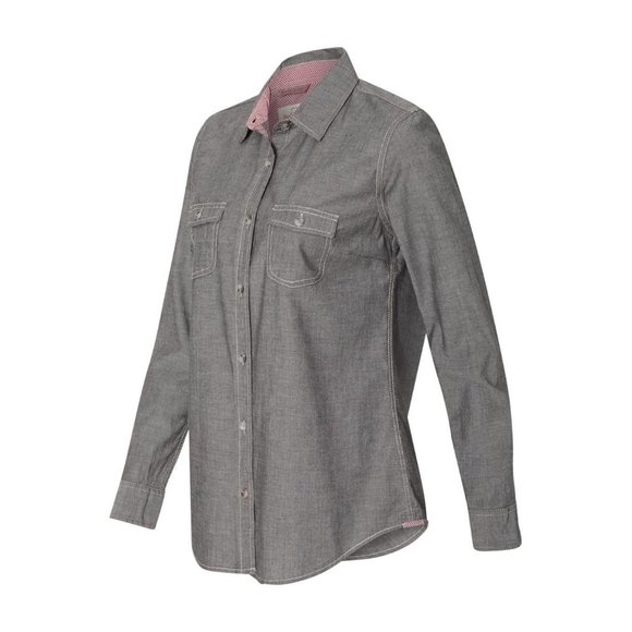NWT Womens Size Small Weatherproof Black Chambray Button Front Long Sleeve Shirt - Picture 2 of 3